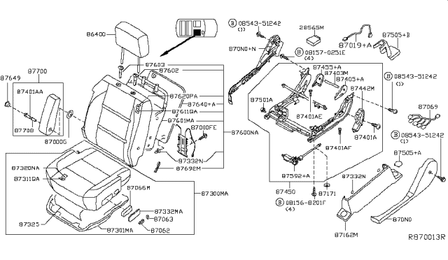 2013 Nissan Armada  Cover-Seat Slide Diagram for 875079GE7D