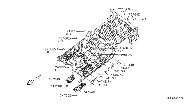2012 Nissan Armada INSULATOR-Heat, Front Floor RH Diagram for 747527S000