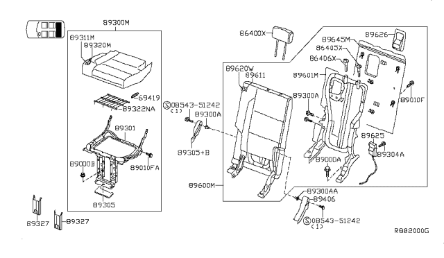 2015 Nissan Armada  Cover-Hinge, 3RD Seat Diagram for 895059GE7D