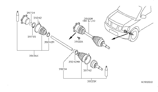 2010 Nissan Armada  Repair Kit-Dust Boot, Outer Diagram for 392418J126