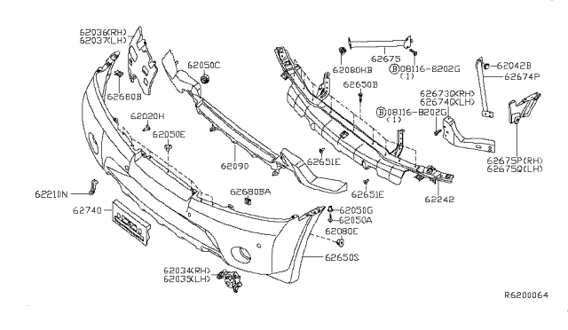 2014 Nissan Armada  Bracket-Bumper Diagram for 62212ZQ00A