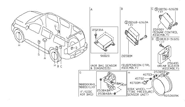 2014 Nissan Armada  Sensor-Side AIRBAG Center Diagram for 988209GE9A