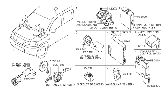2010 Nissan Armada  Sensor Assy-Lighting Diagram for 285785Z100