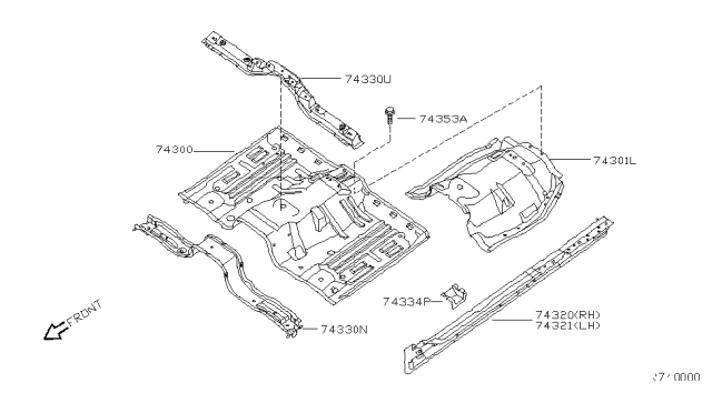 2008 Nissan Armada Reinforce-Front Floor Diagram for 743647S030