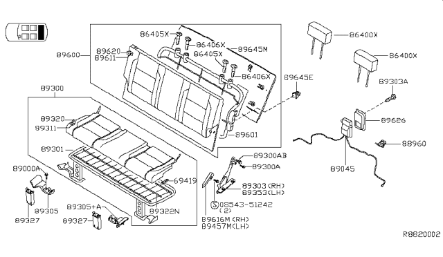 2004 Nissan Armada  Cover-HING, 3RD Seat Diagram for 895067S001