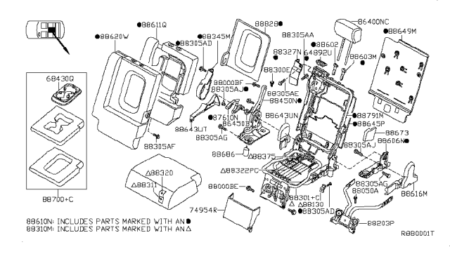 2011 Nissan Armada  Lever-Seat Back Diagram for 88419ZQ00A