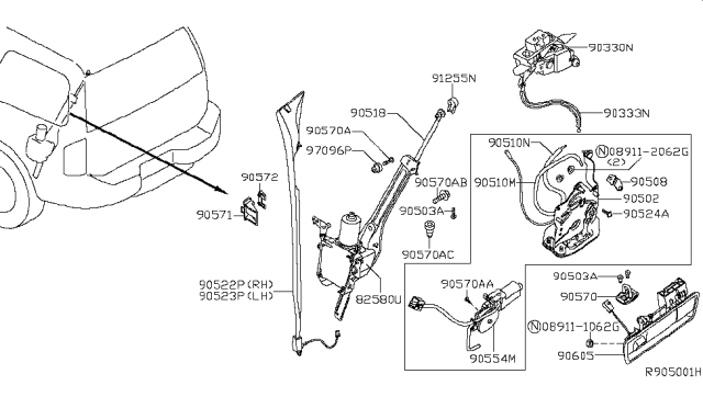 2009 Nissan Armada  Motor-POWERASSISTBACKDOOR Diagram for 825807S40B
