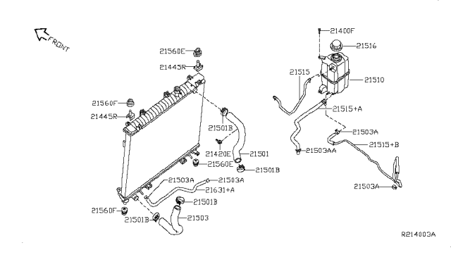 2015 Nissan Armada Mounting Rubber-Radiator, Upper Diagram for 215069FD0A