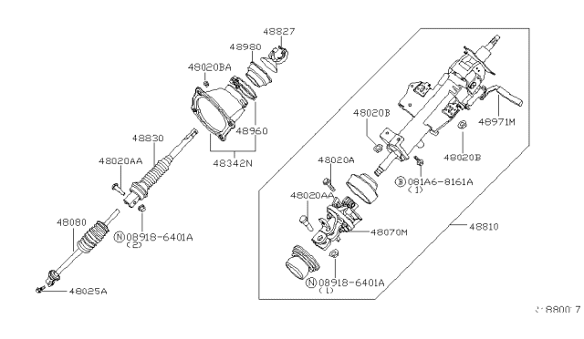 2006 Nissan Armada Knob-Tilt Lever Diagram for 489715Z000