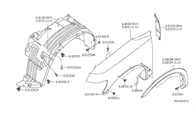 2008 Nissan Armada Protector-Front Fender, RH Diagram for 638827S000