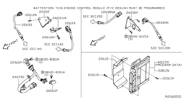 2013 Nissan Armada Sensor Assembly Pressure Diagram for 226501LA0A