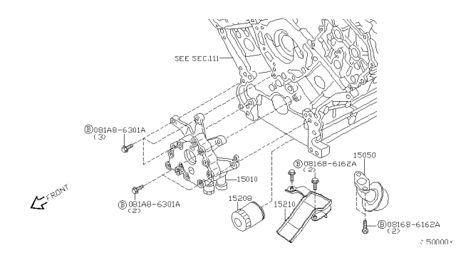 2008 Nissan Armada Oil Filter Assembly Diagram for 1520831U01