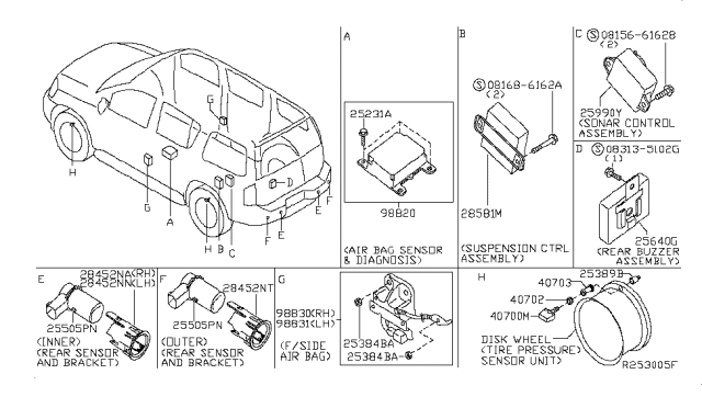 2010 Nissan Armada  Nut Diagram for 012250011U