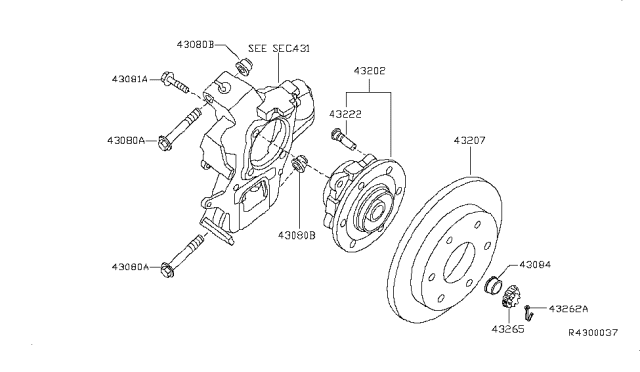 2014 Nissan Armada  Hub Assembly-Rear Axle Diagram for 43202ZZ90A