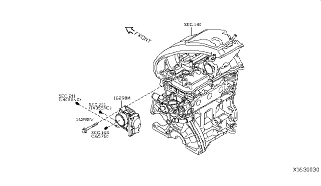 2018 Nissan Versa Note Throttle Body Diagram for 161193AN1D