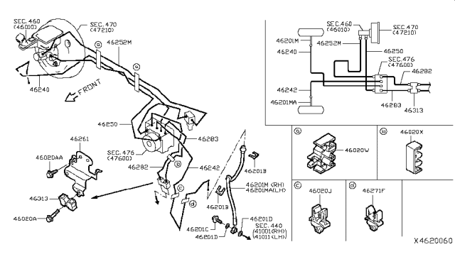 2019 Nissan Versa Note  Tube Assy-Brake, Front LH Diagram for 462423VZ0A