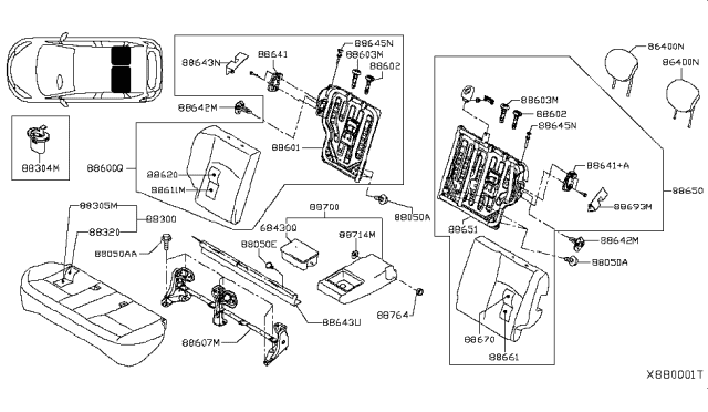 2017 Nissan Versa Note Holder Assy-Headrest, Free Diagram for 876031HG0A