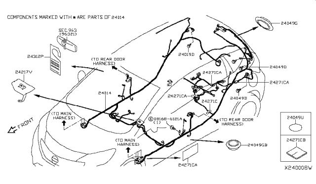 2014 Nissan Versa Note  Bracket-Harness Clip Diagram for 242393AN0A
