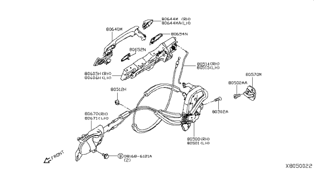 2019 Nissan Versa Note Outside Handle, Front Diagram for 806521HL0A