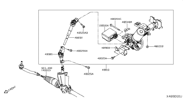 2016 Nissan Versa Note  Column Assy-Steering, Upper Diagram for 488109MD0B