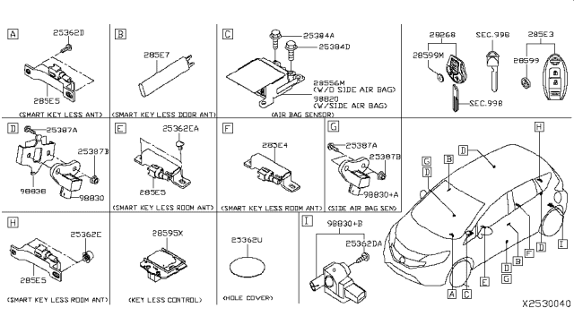 2014 Nissan Versa Note  Battery-Entry Card Diagram for 28599C9900