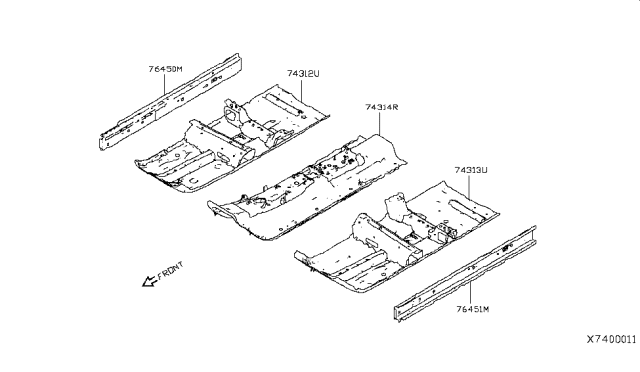 2014 Nissan Versa Note Floor-Front, RH Diagram for G43203WCMA