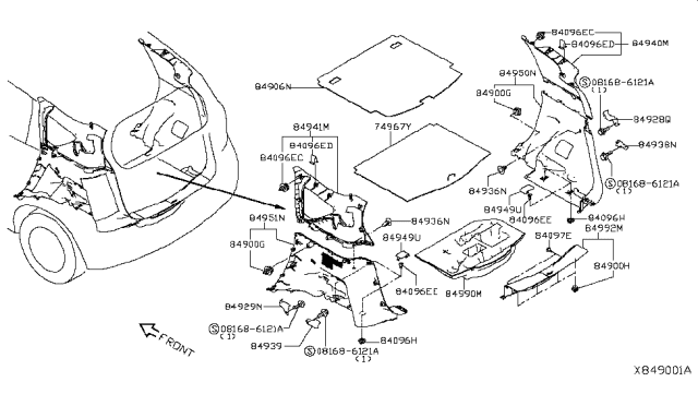 2017 Nissan Versa Note Box Assy-Luggage Floor, Center Diagram for 849753WC0A