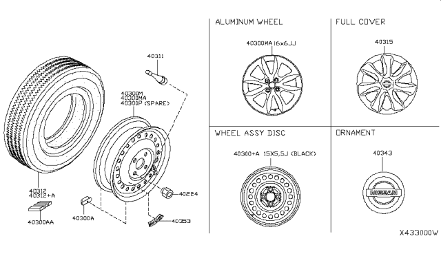 2015 Nissan Versa Note  Aluminum Wheel Diagram for 403003BA1C