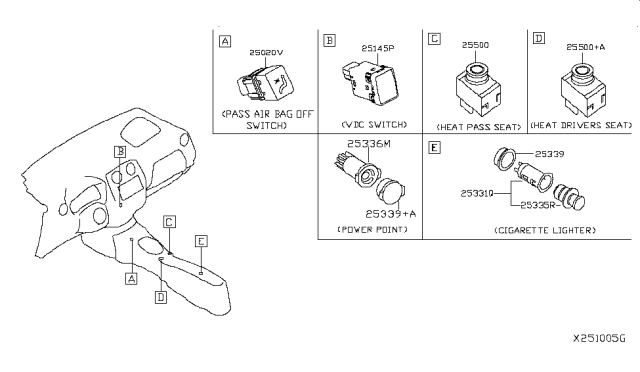 2016 Nissan Versa Note Switch Assy-Vehicle Dynamics Control Diagram for 251453AA0A