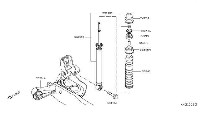 2018 Nissan Versa Note  Beam Complete-Rear Suspension Diagram for 555013WC0B