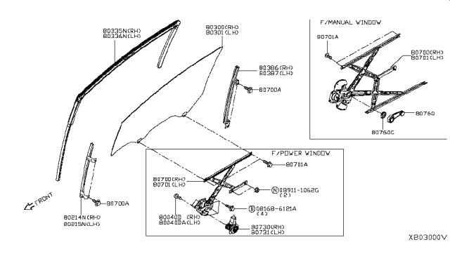 2015 Nissan Versa Note Regulator Assembly - Door Window, RH Diagram for 807201HL0A