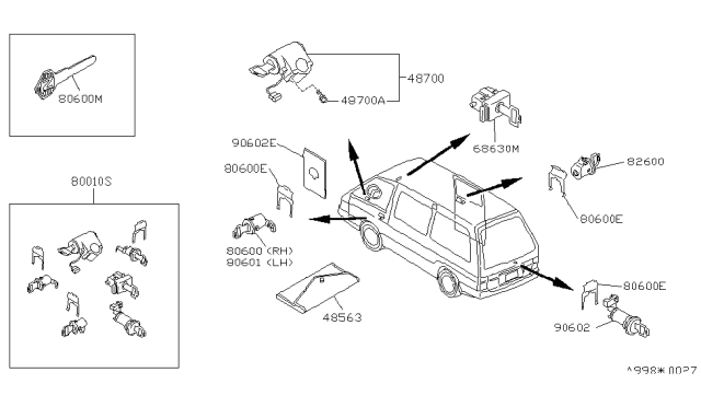1988 Nissan Van Cylinder Set-Door Lock RH Diagram for 8060017C26