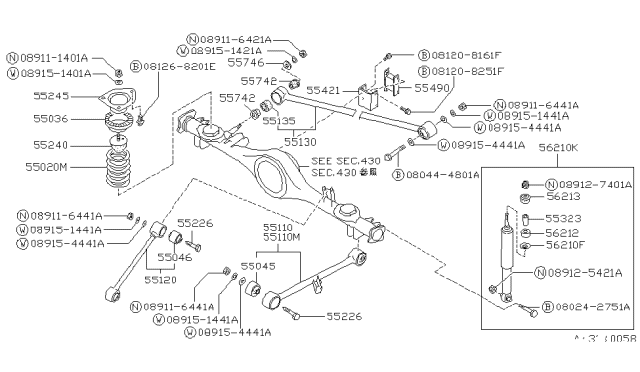 1987 Nissan Van  Bolt Diagram for 5508041G10