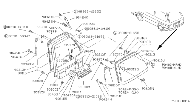 1990 Nissan Van  Bumper Hood Diagram for 62840D0100