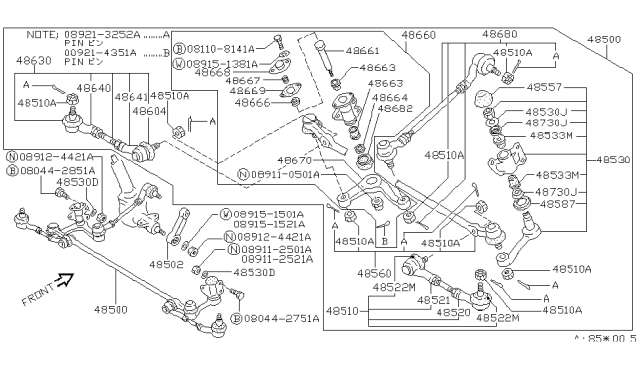 1989 Nissan Van  Nut Diagram for 089112521A