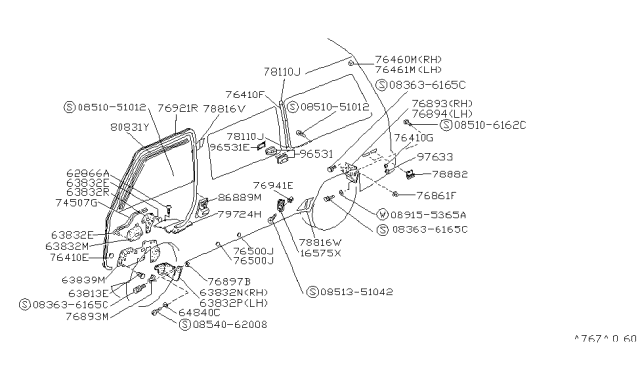 1990 Nissan Van Screw Diagram for 0851051012