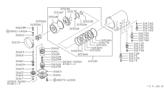 1990 Nissan Van  Seal-LATHE Cut Diagram for 3151621X01