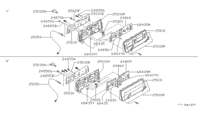 1988 Nissan Van Speedometer Assembly Diagram for 2482017C10