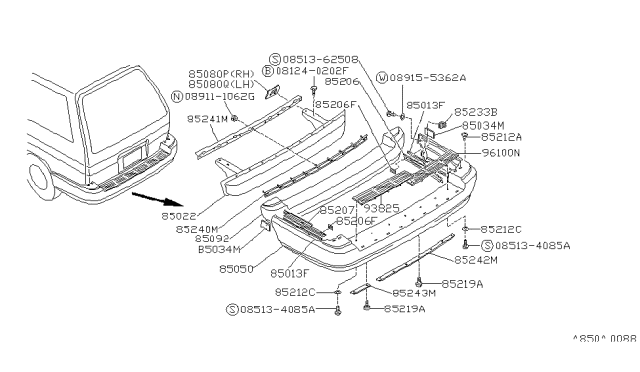 1989 Nissan Van  Washer Diagram for 089155362A