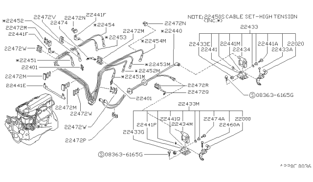 1988 Nissan Van  Spark Plug Diagram for 22401V1415