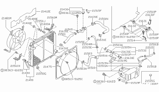 1989 Nissan Van  Clamp HOSE. Diagram for 1643956S00