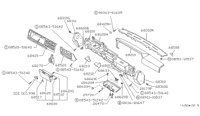 1990 Nissan Van  Bolt Hex Diagram for 0811681647