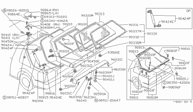 1987 Nissan Pulsar NX Nut Diagram for 0891160837