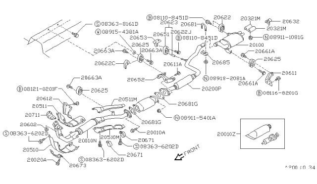 1987 Nissan Pulsar NX  Screw-Machine Diagram for 083638161D