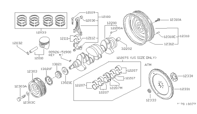 1989 Nissan Pulsar NX  Ring-Snap Diagram for 12032D4200