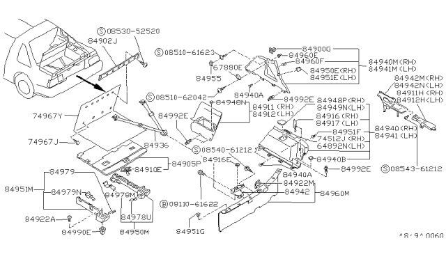 1989 Nissan Pulsar NX  Clip Trim Diagram for 0155306451
