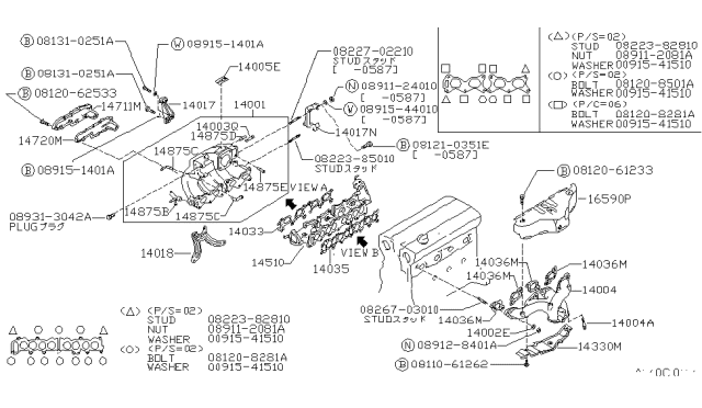1989 Nissan Pulsar NX  Stud Diagram for 1406458Y00
