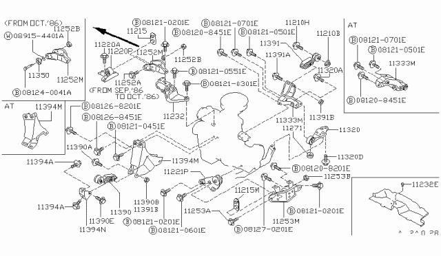 1987 Nissan Pulsar NX Bolt Diagram for 081268201E