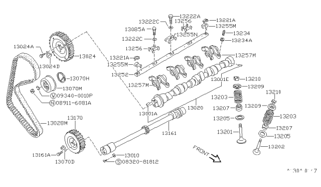 1989 Nissan Pulsar NX Nut Diagram for 089116081A