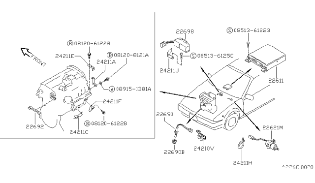 1988 Nissan Pulsar NX  Engine Control Unit Diagram for 2371001Y15